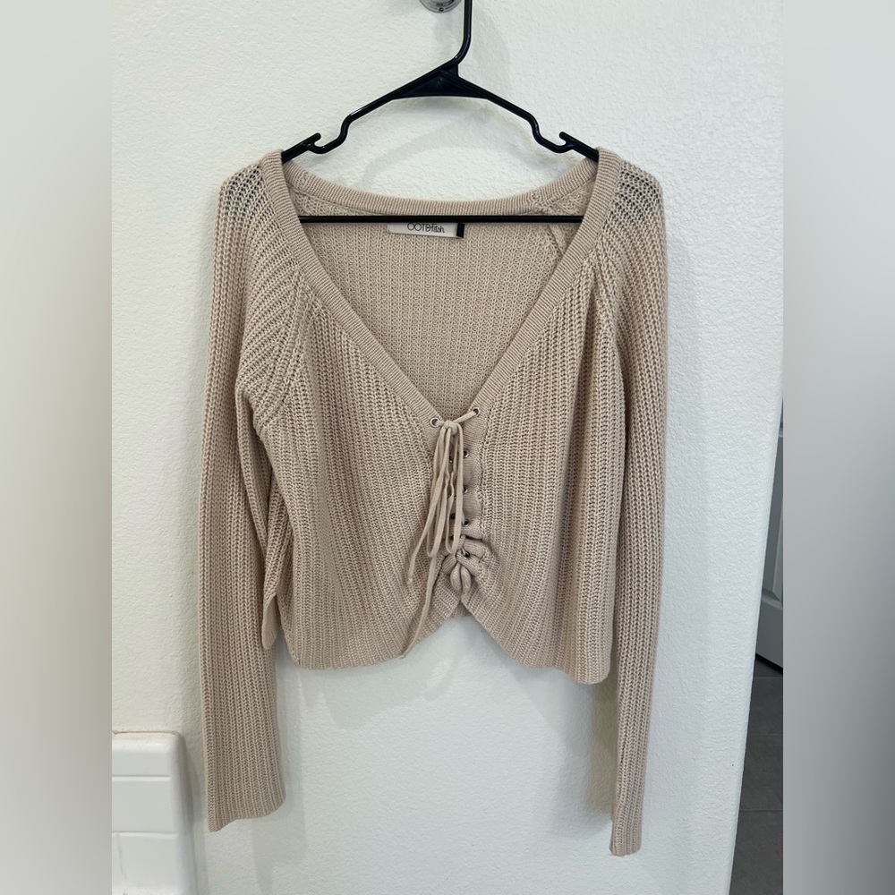 OOTDFash Beige Knit Sweater